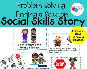 Problem Solving Strategies, Social Skills Story, Find a Solution, Problem Solving visuals for preschool, Social Emotional Learning,