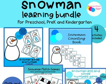 Winter printables, Snowman Theme Preschool Bundle, Letter and Alphabet Activities, Preschool math, Classroom decorations, number activities
