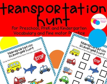 Printable Transportation Theme Activity, Vehicle Activities, Preschool Transportation Theme, Toddler Activity