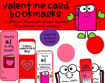 Printable Valentine Cards for kids, Valentine Card bookmarks, School Valentine Cards, Valentine's Day, for kids preschool, valentine tags