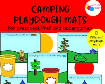 Camping Theme Playdough Mat, Camping Theme Learning, Camping Theme Preschool, Printable camping