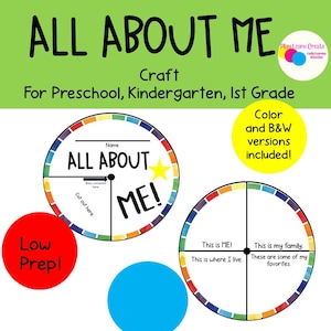 All About Me Craft, All About Me Theme, Preschool Craft, Printable All About Me Activity
