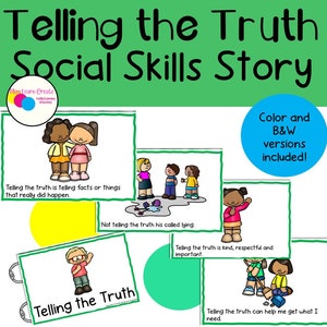 Telling the Truth Social Skills Story, Honesty Social Skills Story, Lying Visuals, Life Skills for Preschool, Kindergarten