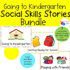 Going to Kindergarten Social Skills Story, Bundle of Social Skills Stories, Starting School, First Day of School printable