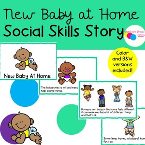 New Baby at Home Social Skills Story, Printable Social Skills Story, New sibling book, Big Sister Book, Big Brother Book