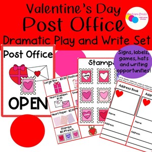 Valentine&#39;s Day Dramatic Play Set, Valentine&#39;s Day Post Office, Post Office Pretend Play Set, Valentine&#39;s Day Preschool Activities