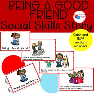 Being a Good Friend Social Skills Story, Friendship Social Skills Story, Friendship preschool lesson