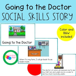 Going to the Doctor Social Skills Story, Getting a Checkup, Health Visuals for Kids, Life Skills, Printable Social Skills Story