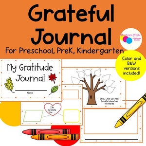 Grateful Journal for Preschool, Thankful Journal, Thanksgiving Activity for Preschool and Kindergarten