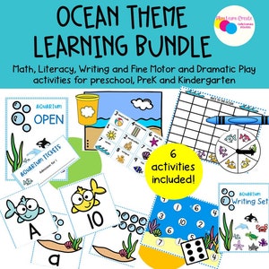 Apprentissage sur le thème de l’océan, Thème préscolaire de l’océan, Leçon de mathématiques sur l’océan, Cours d’alphabétisation sur l’océan, Apprentissage océanique imprimable