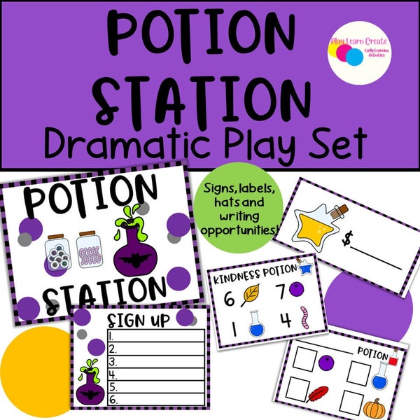 Halloween Potion Station Dramatic Play, Witch Dramatic Play, Halloween Pretend Play, Halloween Activities