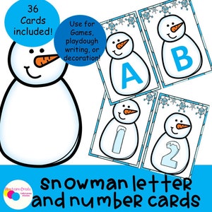 Tarjetas de letras de invierno, Tarjetas de números de invierno, Actividades de aprendizaje preescolar, Actividades de aprendizaje para niños pequeños, Actividades de aprendizaje de muñecos de nieve