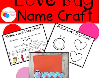 Love Bug Name Craft for Valentine's Day for Preschool and Kindergarten, Valentine's Day Craft