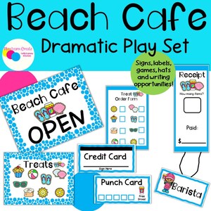 Beach Cafe Dramatic Play Set, Summe Learning, Preschool Summer Learning Set, Ocean Theme Learning