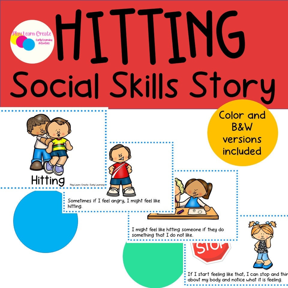 hitting-social-skills-story-hitting-visuals-safety-story-no-hitting-preschool-etsy for Free Printable Hands Are Not For Hitting Worksheet Hitting Social Skills Story, Hitting Visuals, Safety Story, No Hitting Preschool - Etsy for Free Printable Hands Are Not For Hitting Worksheet