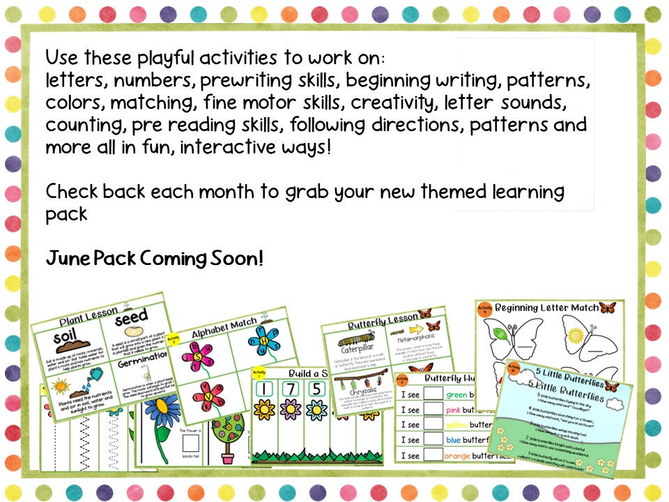 Preschool Monthly Subscription Binder, Preschool Workbook, May ...