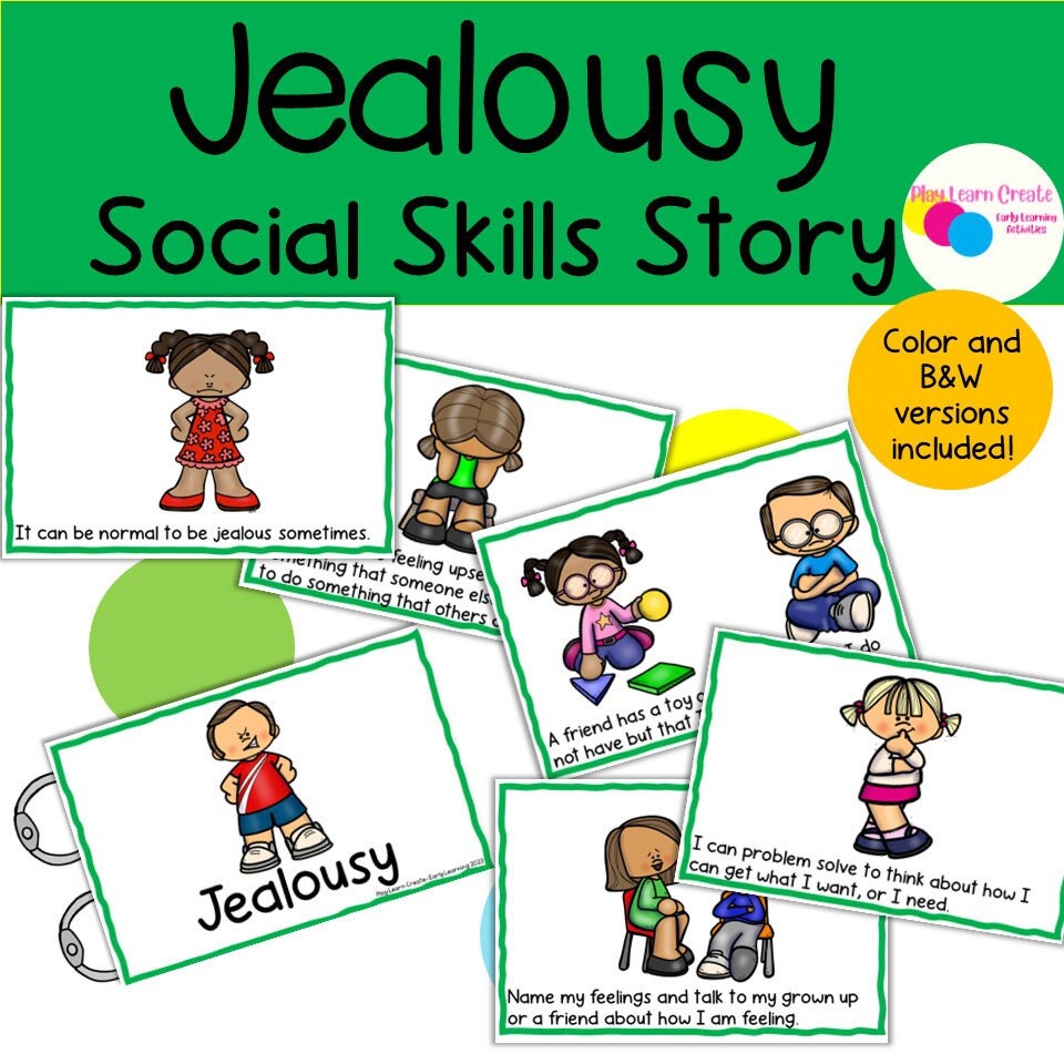 Jealousy Social Skills Story, I Feel Jealous, Emotion Visuals