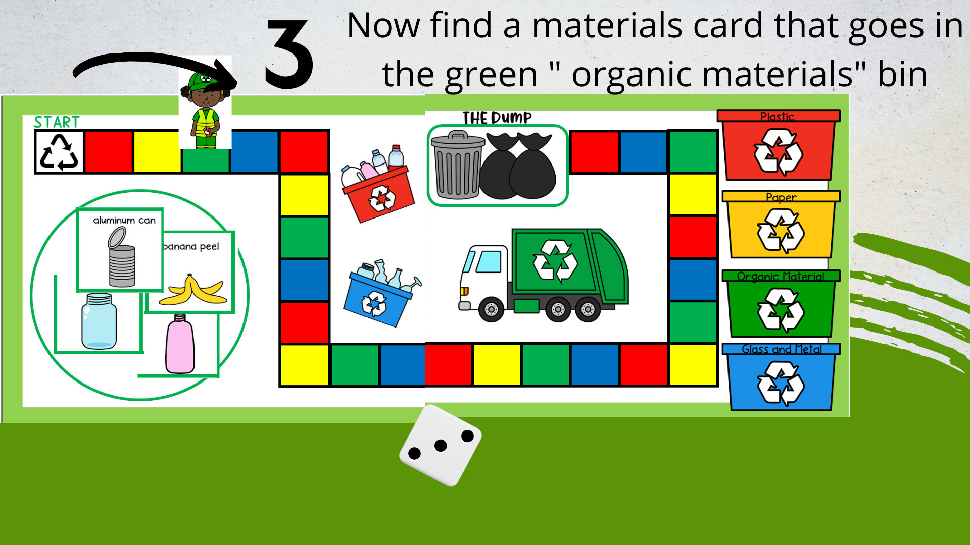 Printable Recycling Board Game, Recycling Sorting Game, Earth Day Activity, Preschool Recycling