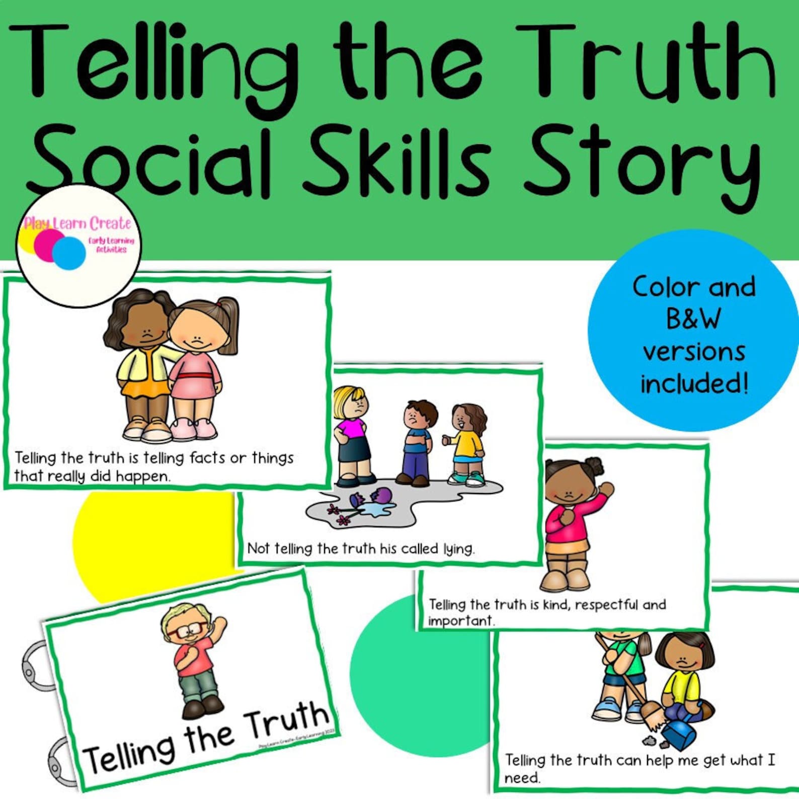 Telling the Truth Social Skills Story, Honesty Social Skills Story,