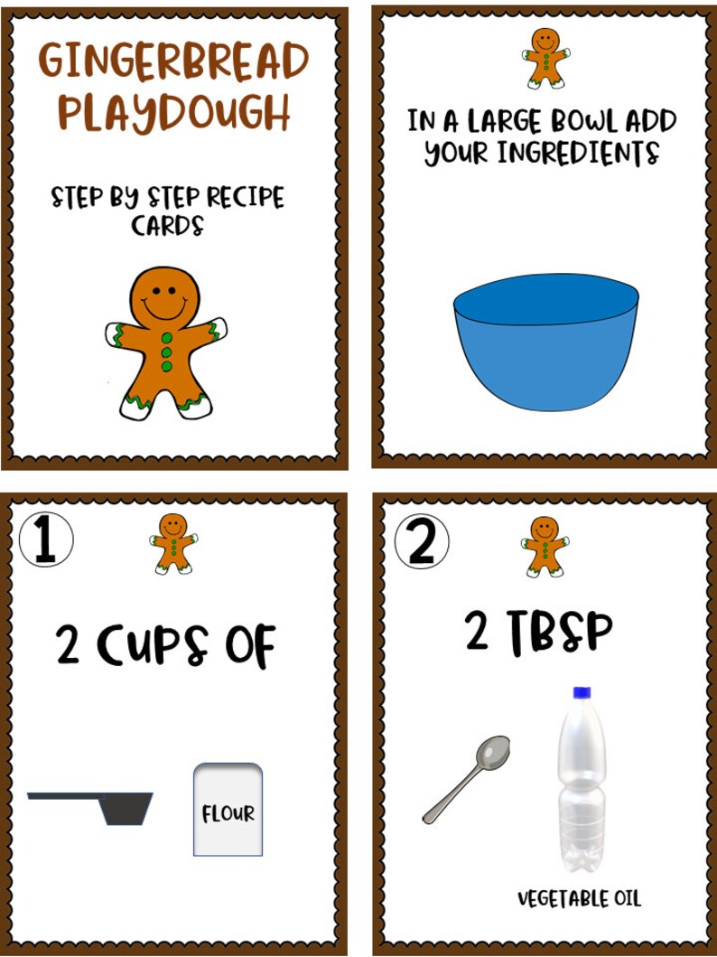 Playdough Recipe Printable Cards Gingerbread Playdough Etsy