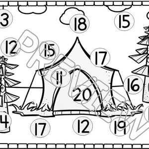 Printable Math Game for Preschool, Camping Theme Preschool, Camping ...