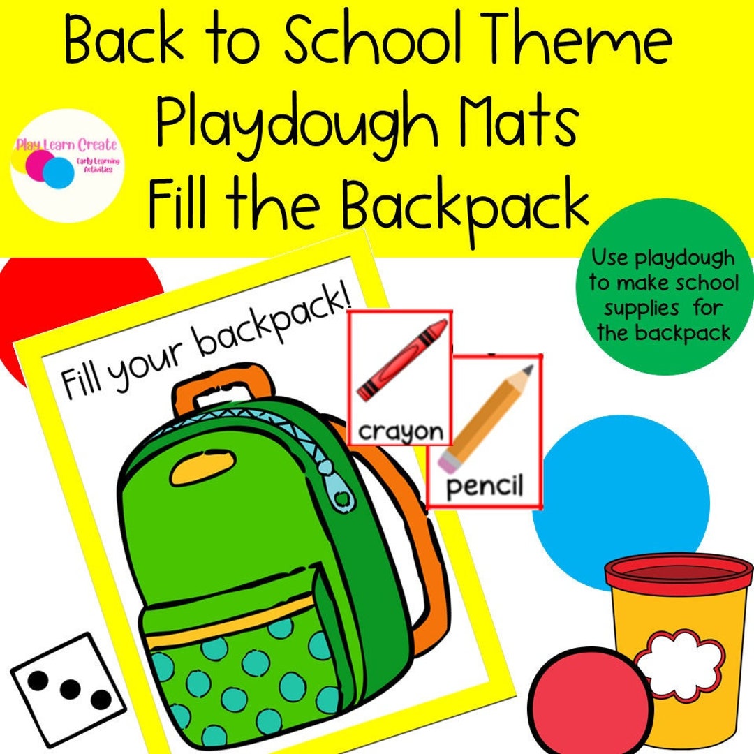 Back to School Playdough Mats, School Supply Theme Activity, Math