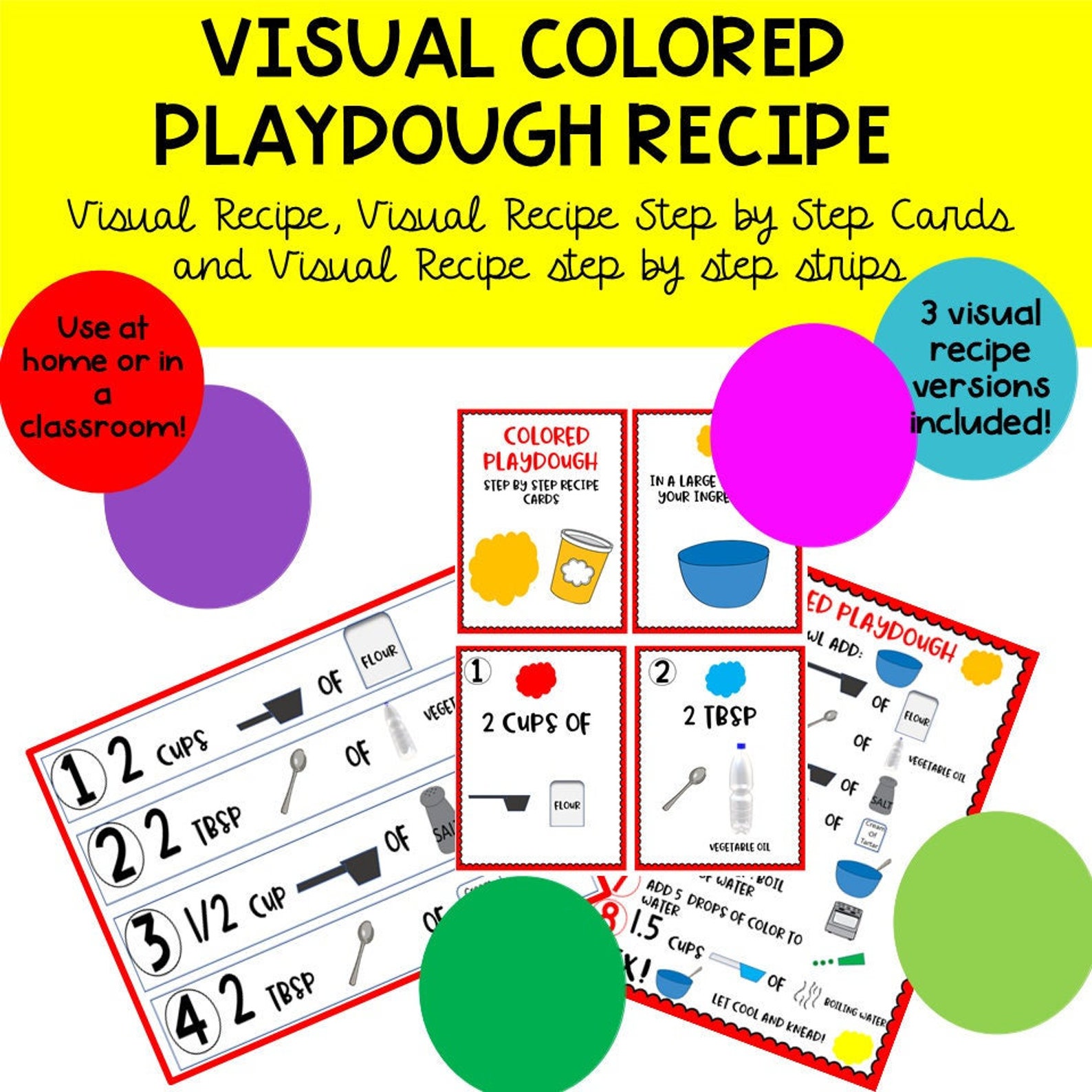Playdough Recipe, Printable Recipe, Colored Playdough, Homemade ...