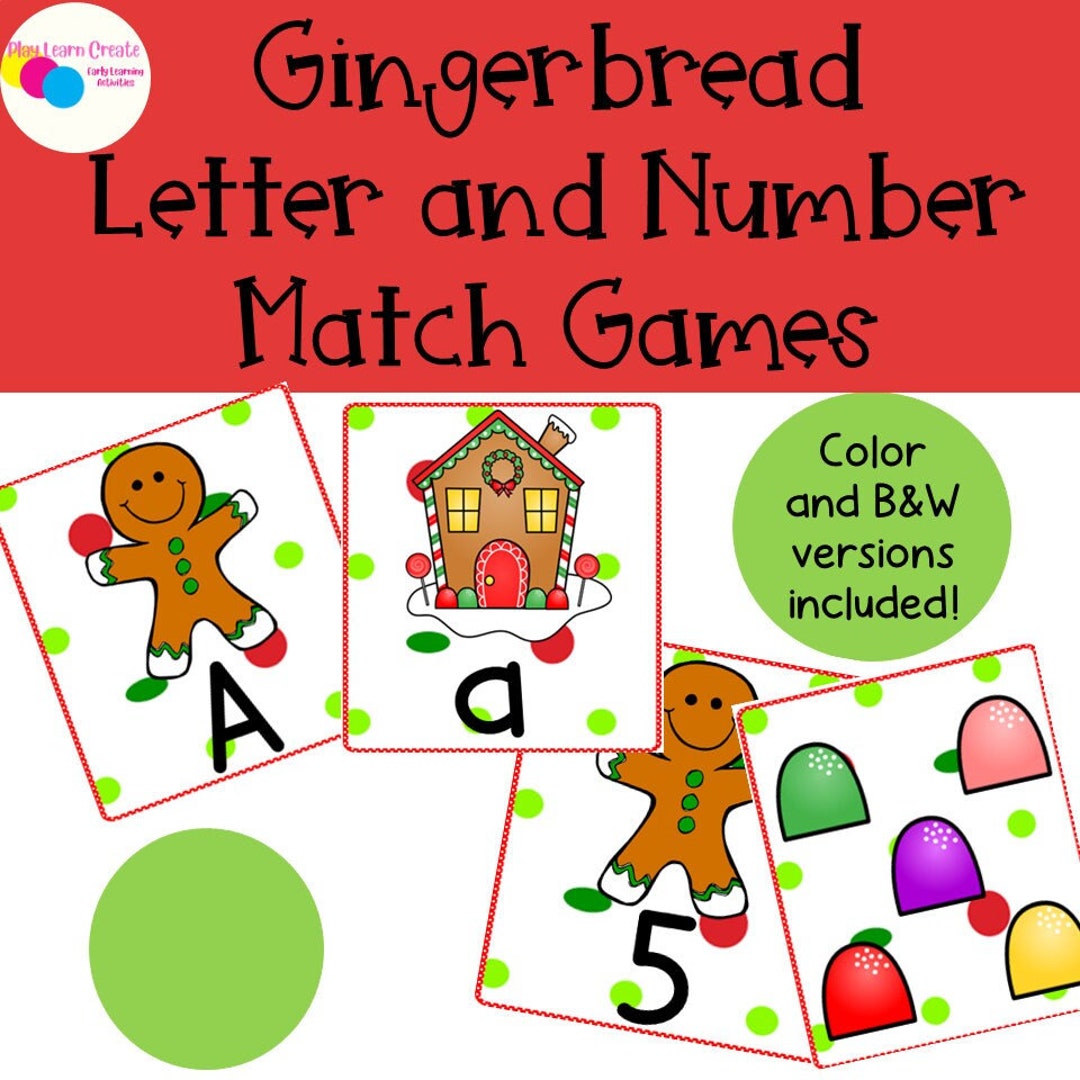 Gingerbread Letter and Number Games, Gingerbread Preschool Math, Gingerbread Literacy