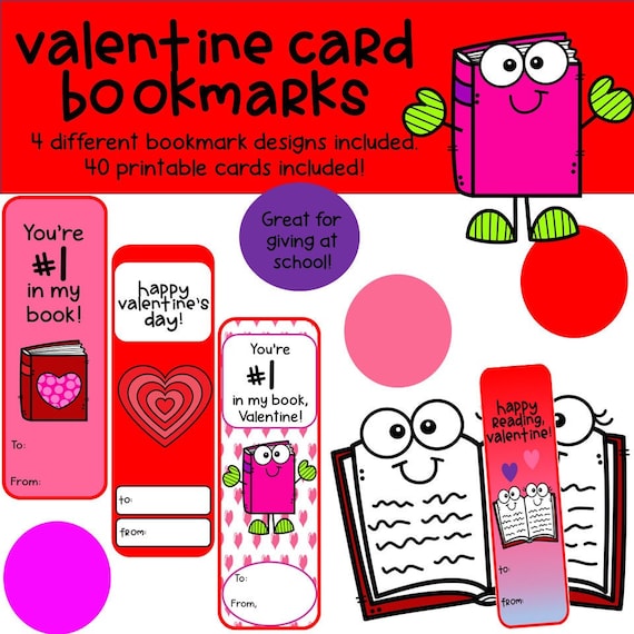 Printable Valentine Cards for Kids Valentine Card Bookmarks | Etsy