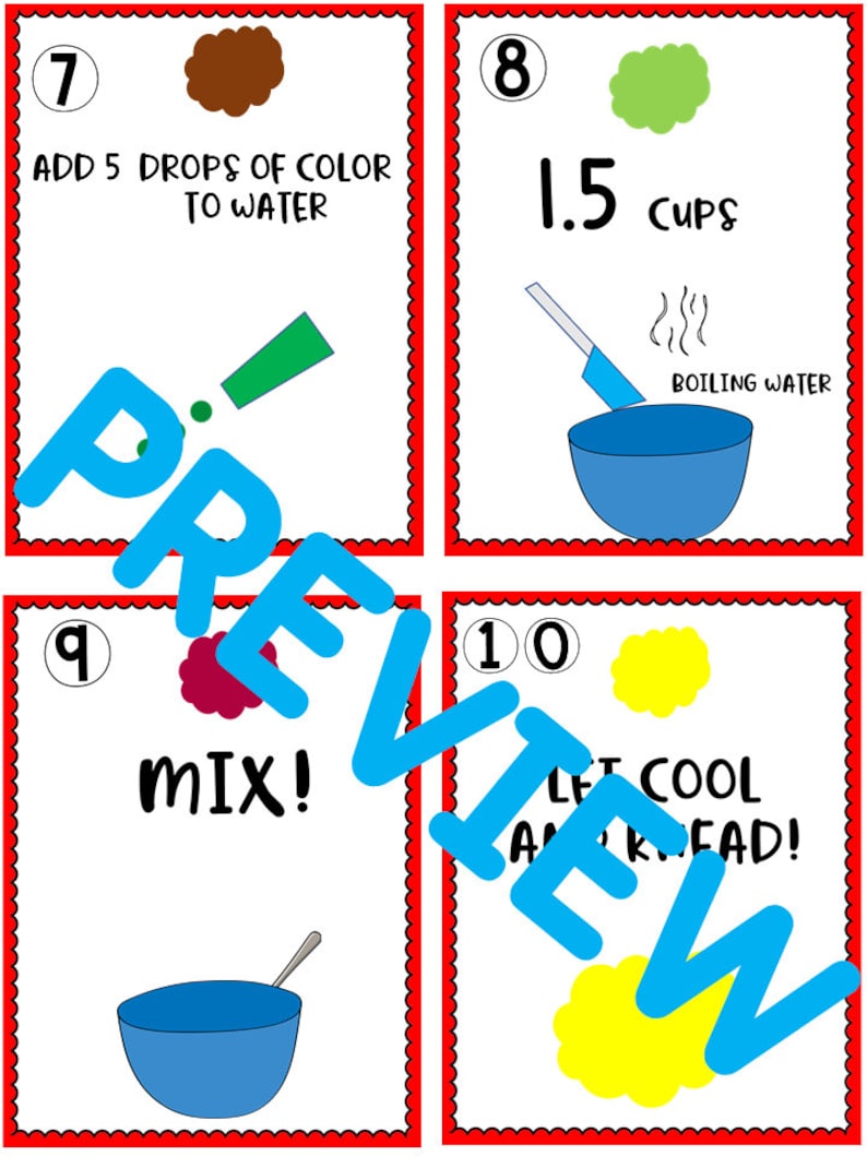 Playdough Recipe, Printable Recipe, Colored Playdough, Homemade ...