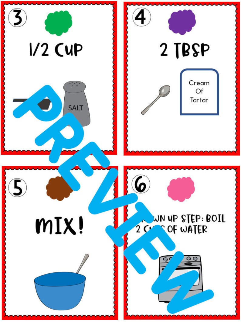 Playdough Recipe, Printable Recipe, Colored Playdough, Homemade ...
