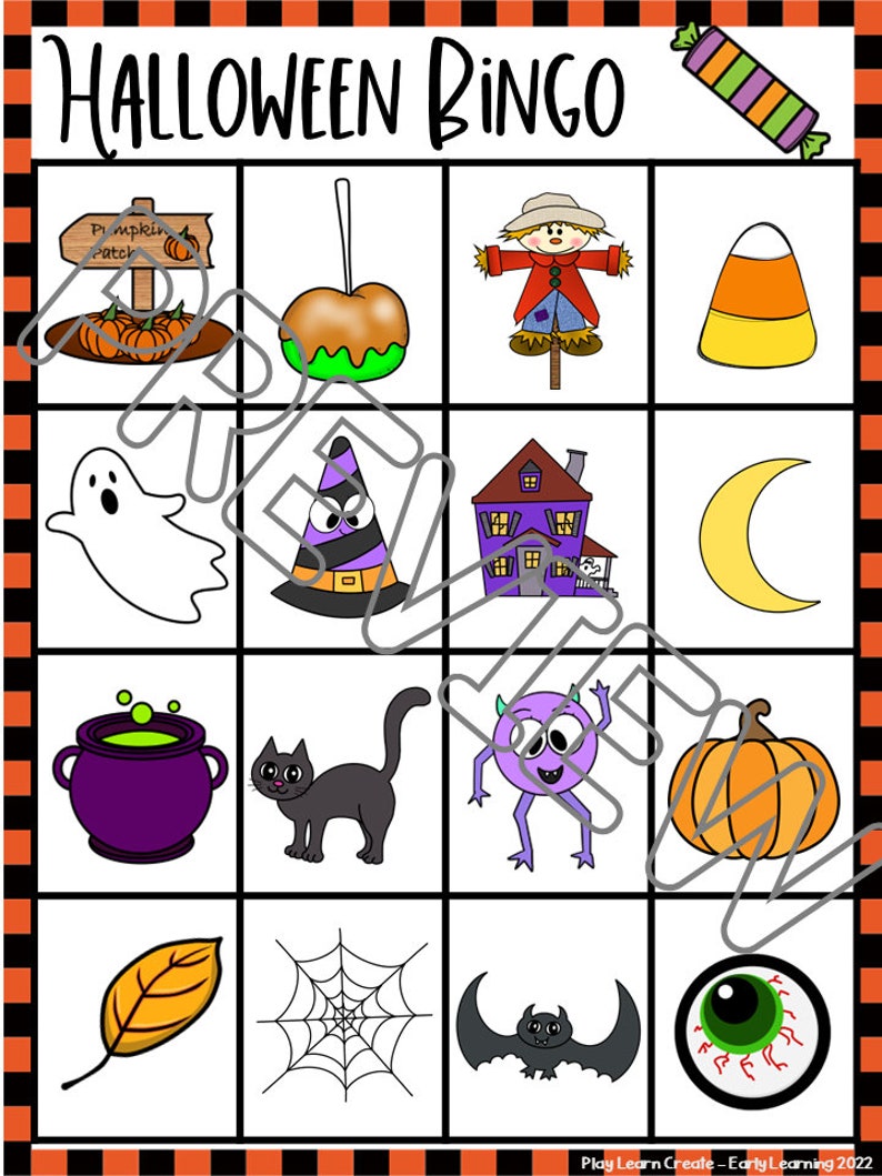 Halloween Bingo Game Printable Bingo Game Halloween Math Etsy