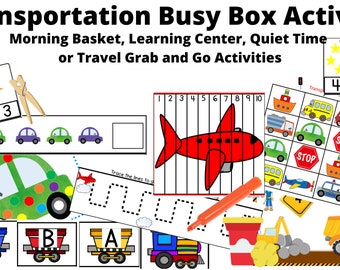 Vorschultransport, Morgenkorbaktivitäten, druckbare Busy-Box, Busy-Tasche für Vorschulkinder, Quiet Time-Aktivitäten,