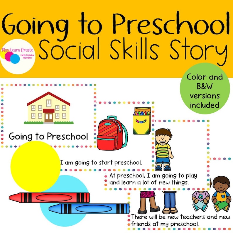 Starting Preschool Social Skills Story, Going to Preschool, First Day