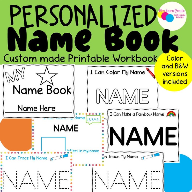 Personalized Printable Name Workbook, Custom Name Book, Printable ...
