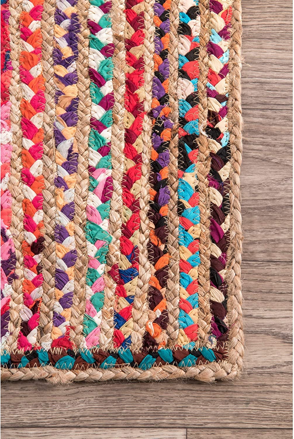 Hand Braided Bohemian Colorful Cotton Chindi Area Rug Multi - Etsy