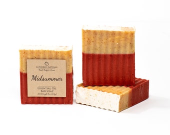 Midsummer Essential Oil Bar Soap infused with Dragon's Blood by Lathered Artisan