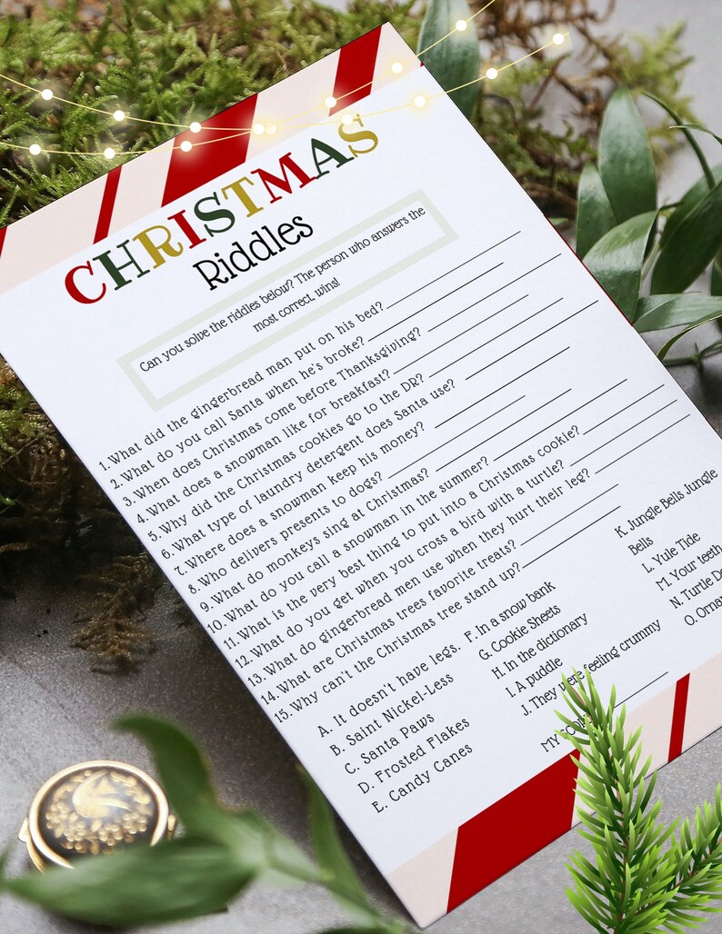 Printable Christmas Party Group Game, Company Holiday Party, Christmas