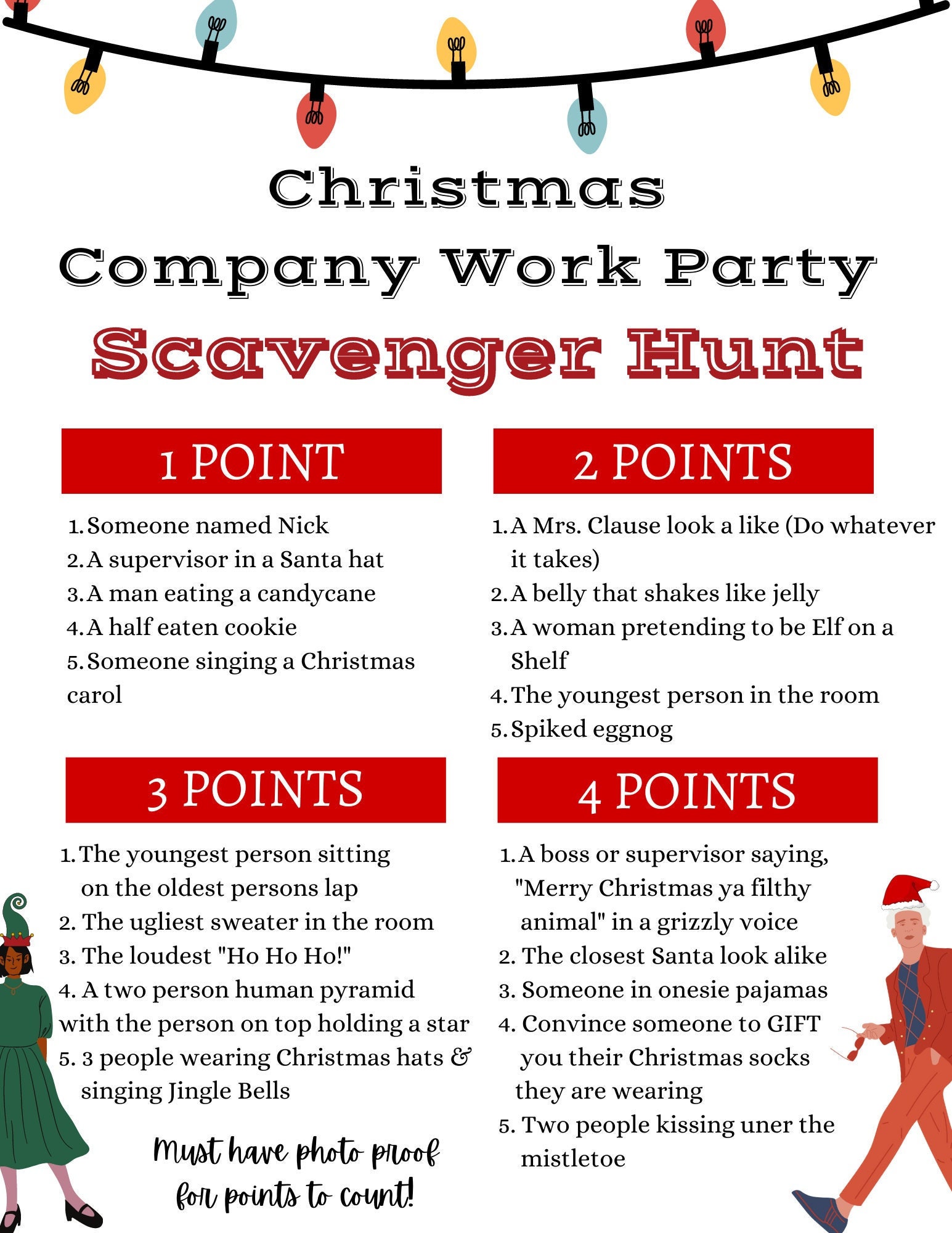 Christmas Scavenger Hunt, Company Holiday Party Game, Indoor Christmas Scavenger Hunt, Funny Christmas Game, Group Holiday Party Game - Etsy