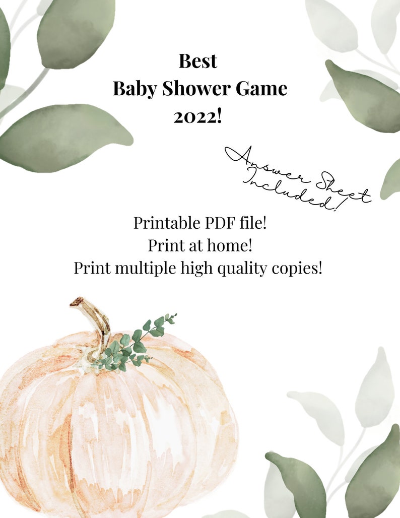 Fall Themed Baby Shower Printable Baby Party Games Baby Etsy