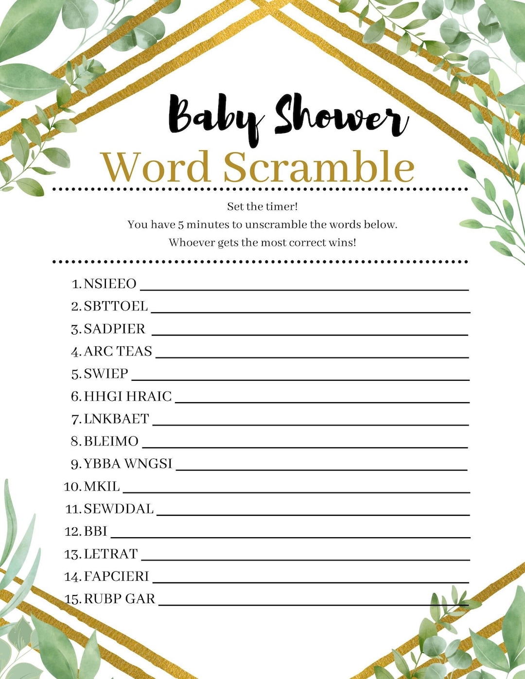 Printable Baby Shower Games, Popular Baby Shower Games, Printable Baby