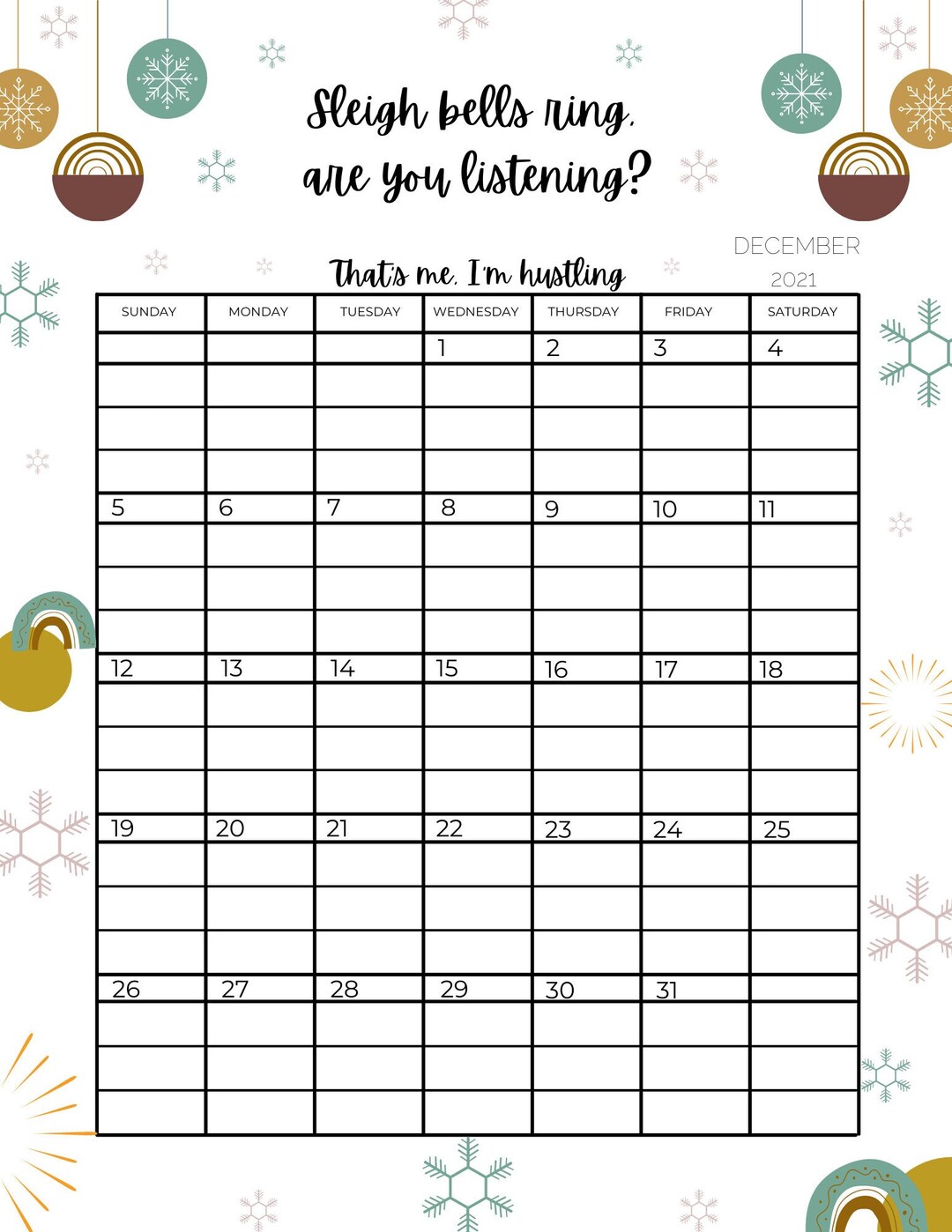 Planner Printable With Lines for December, Printable Calendar ...