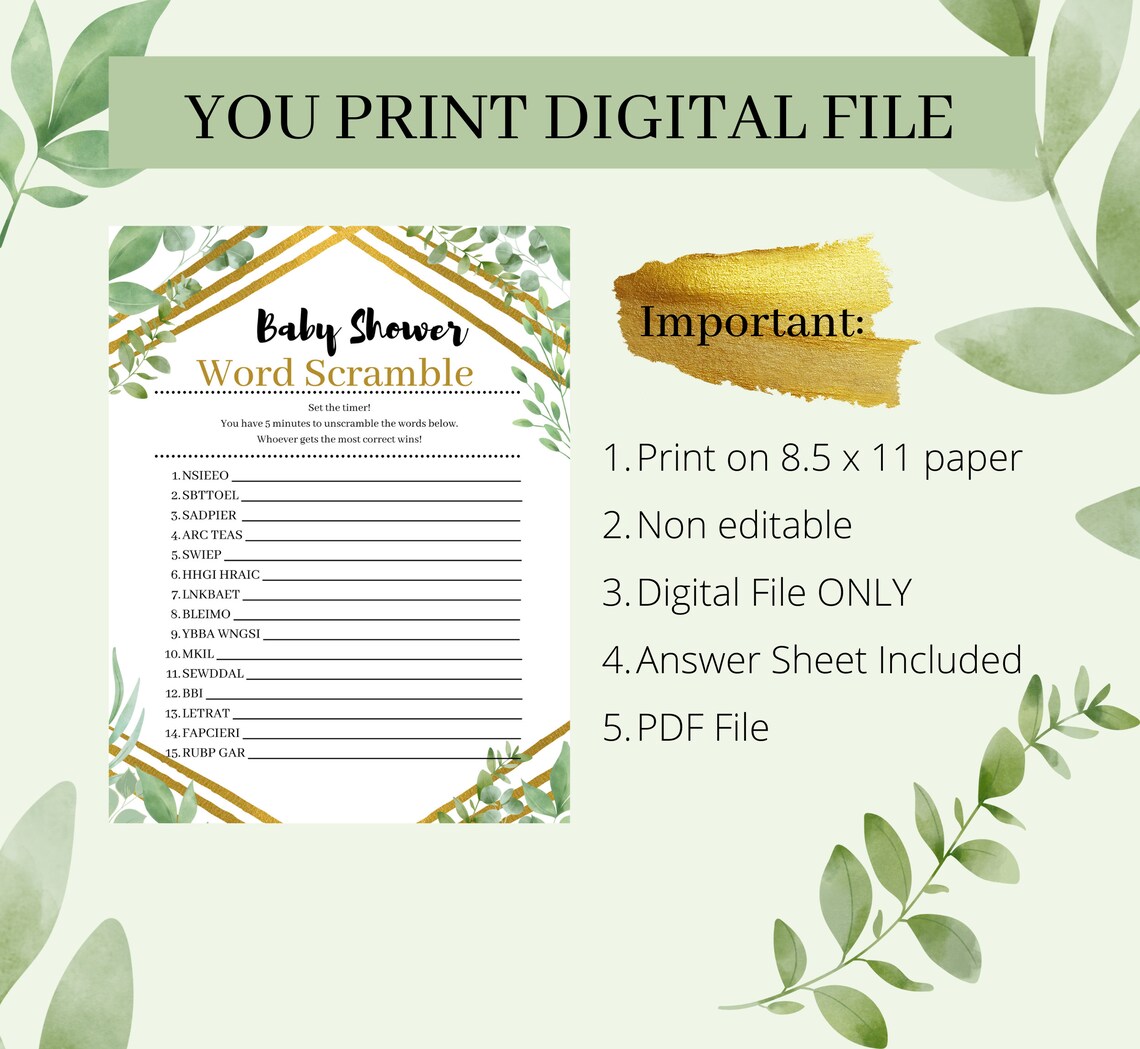 Printable Baby Shower Games, Popular Baby Shower Games, Printable Baby ...