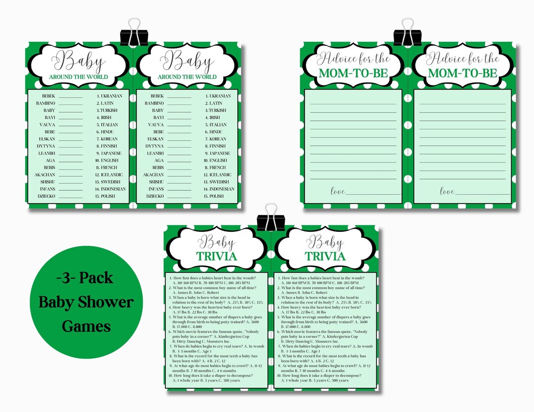 Baby Shower Games Bundle, 2023 Printable Baby Party Activity, Boy Girl