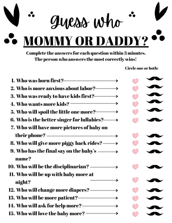 Baby Shower Games Baby Trivia Game Baby Shower Trivia -  Portugal