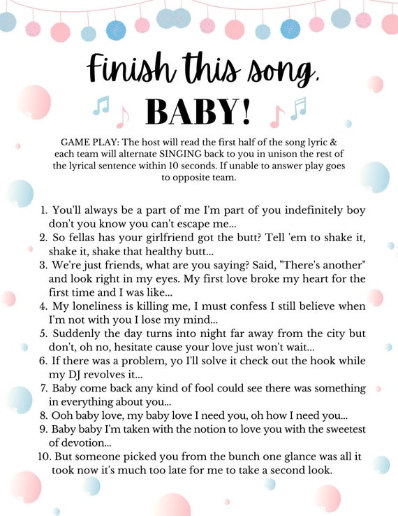 Buy Baby Shower Game Printables 2022 Baby Party Game Song Game Online in  India 