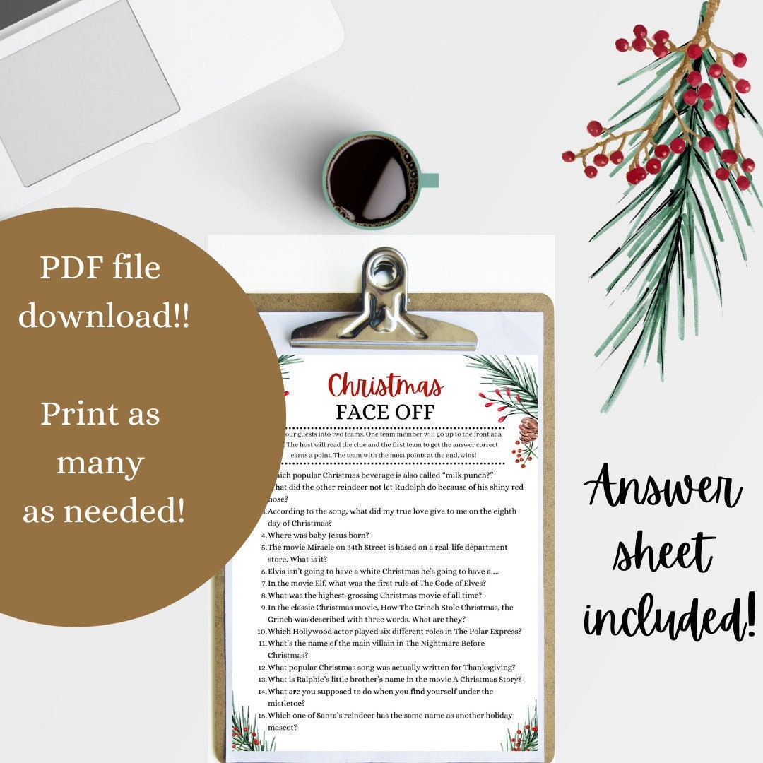 2022 Christmas Printable Trivia Group Game Company Work Party - Etsy