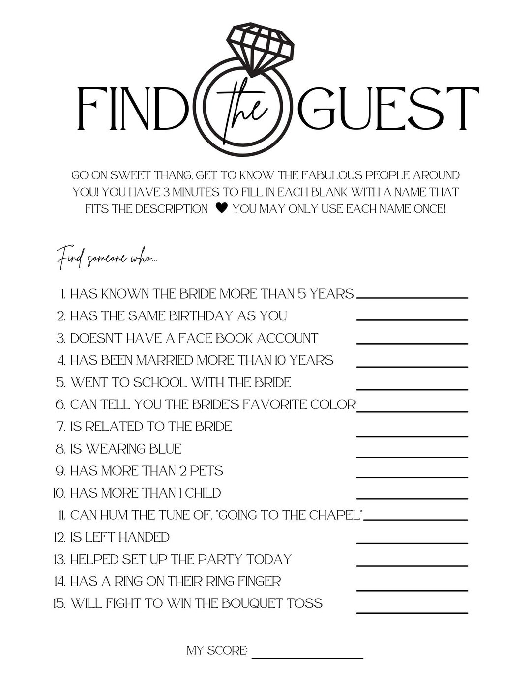 2022 Bridal Shower Trivia Game, Bachelorette Party Games, Bridal Shower