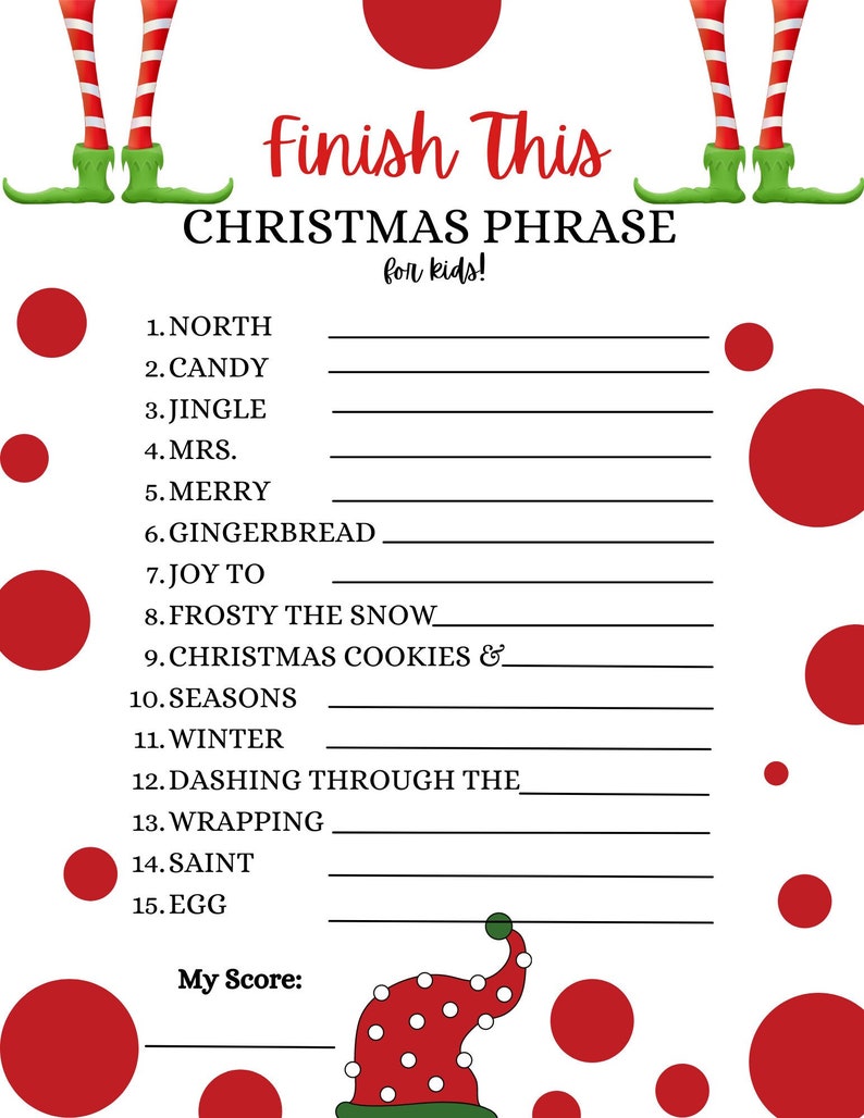 Christmas Game Printable Trivia FOR KIDS, Xmas Game Printable for ...