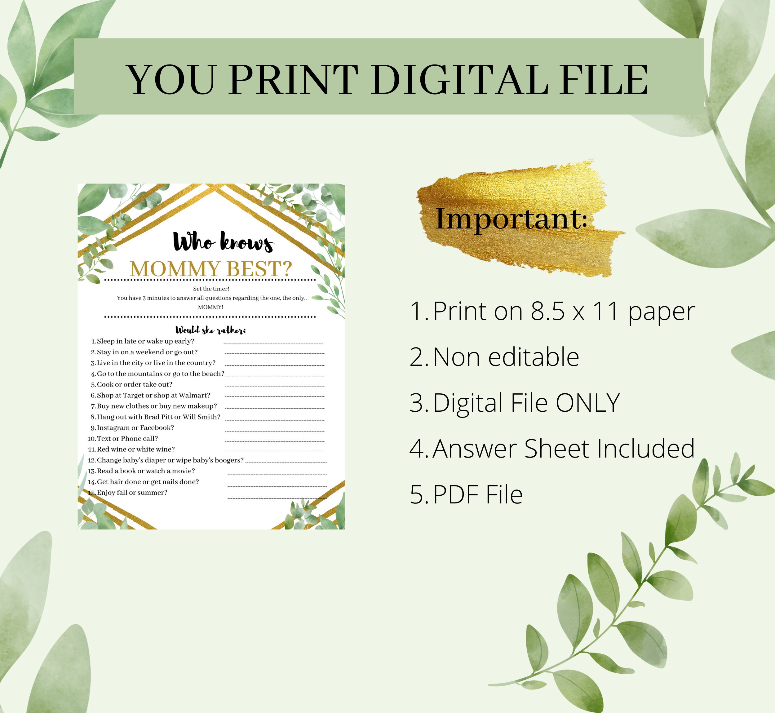 2023 Baby Shower Printable Game, Popular Baby Shower Games, Who Knows ...